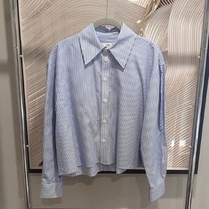 Tibi Button-down Shirt (Blue + White, XS)